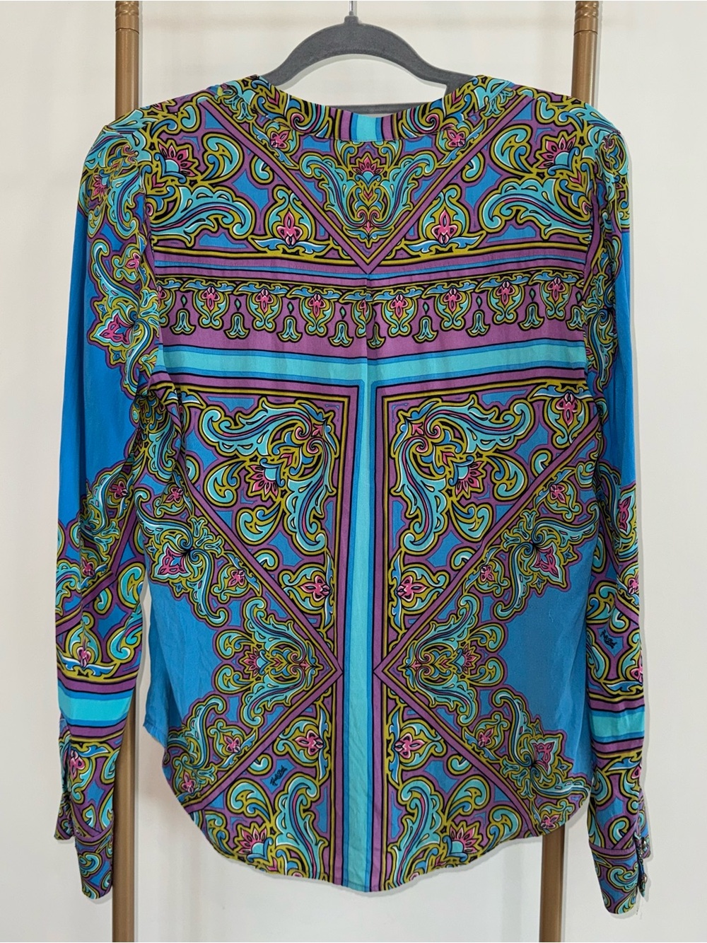 Hale Bob Turquoise Blue Paisley-Print Long Sleeve Top - Picture 5 of 6